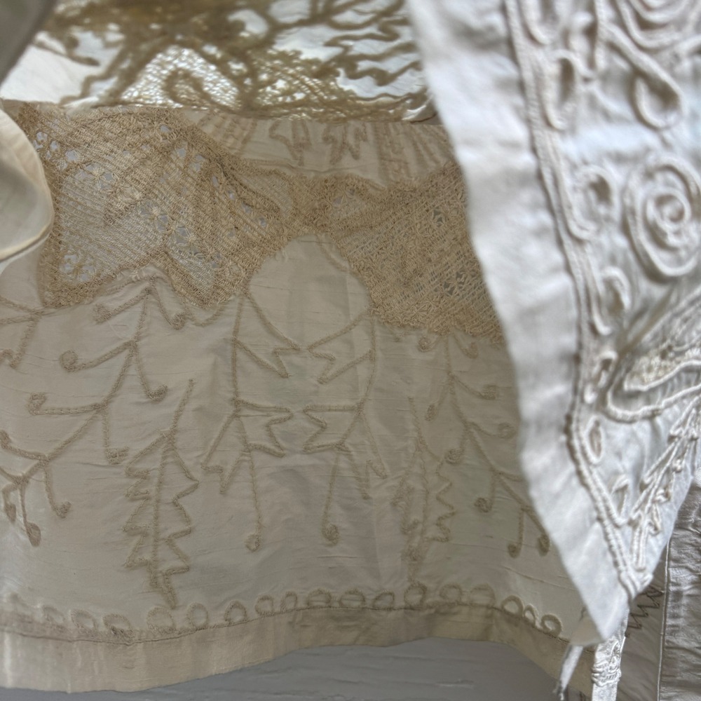 Sandy Starkman Jacket XL Cream Vintage Silk Embroidered Beaded Boho Art to Wear - Picture 11 of 16